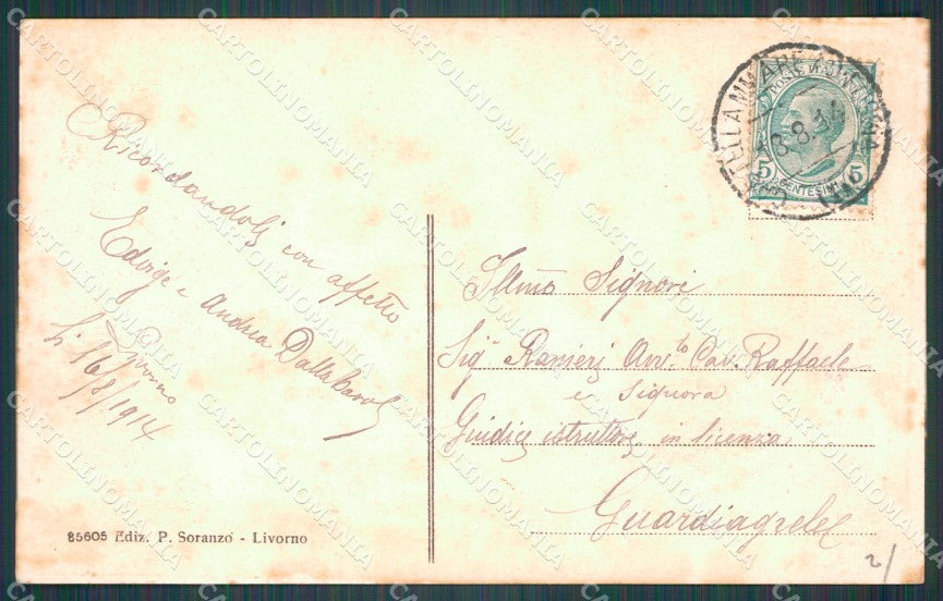 Livorno Città Viale Regina Margherita Tram cartolina WX1582 – retro