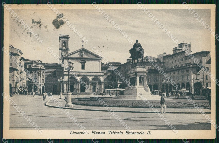 Livorno Città Piazza Vittorio Emanuele II MACCHIE cartolina WX1586 – fronte