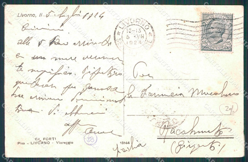Livorno Città Palace Hotel Auto Carrozza PIEGHINA cartolina WX1597 – retro