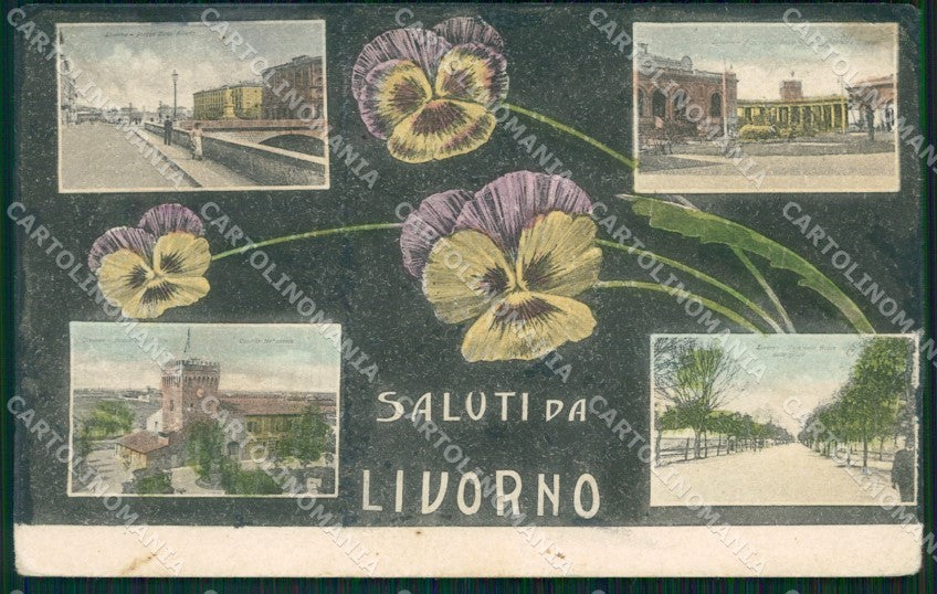 Livorno Città Saluti da PIEGHE cartolina WX1600 – fronte