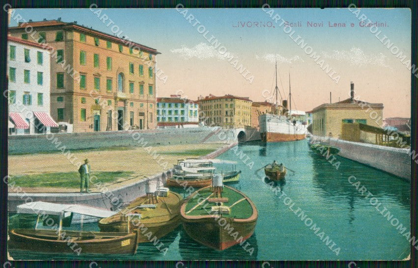 Livorno Città Scali Novi Lena Barche Nave cartolina WX1611 – fronte