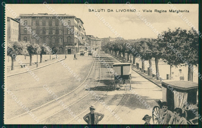 Livorno Città Viale Regina Margherita Carrozze cartolina WX1612 – fronte