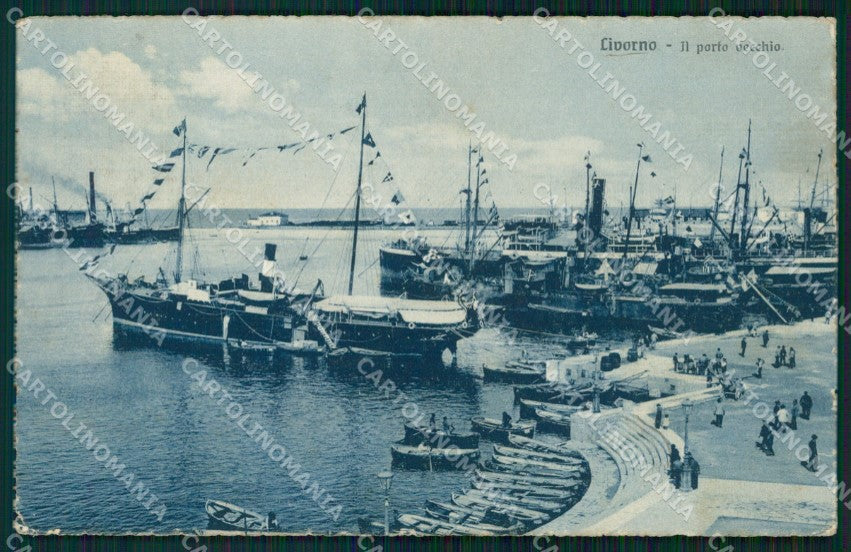 Livorno Città Porto Vecchio Navi cartolina WX1622 – fronte
