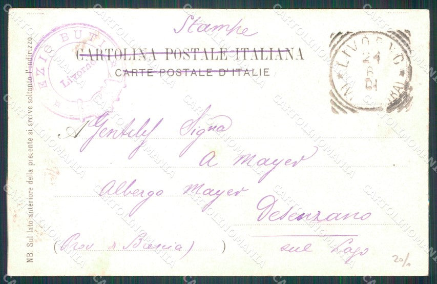Livorno Città Piazza Carlo Alberto PIEGA cartolina WX1626 – retro