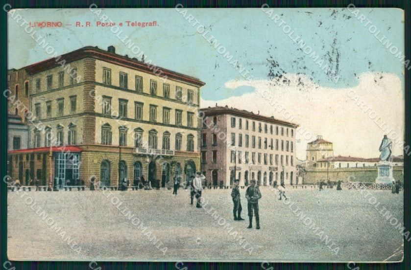 Livorno Città Poste MACCHIE PIEGHINA cartolina WX1628 – fronte