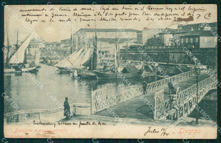 Livorno Città Darsena Ponte Girevole MACCHIE cartolina WX1633 – fronte