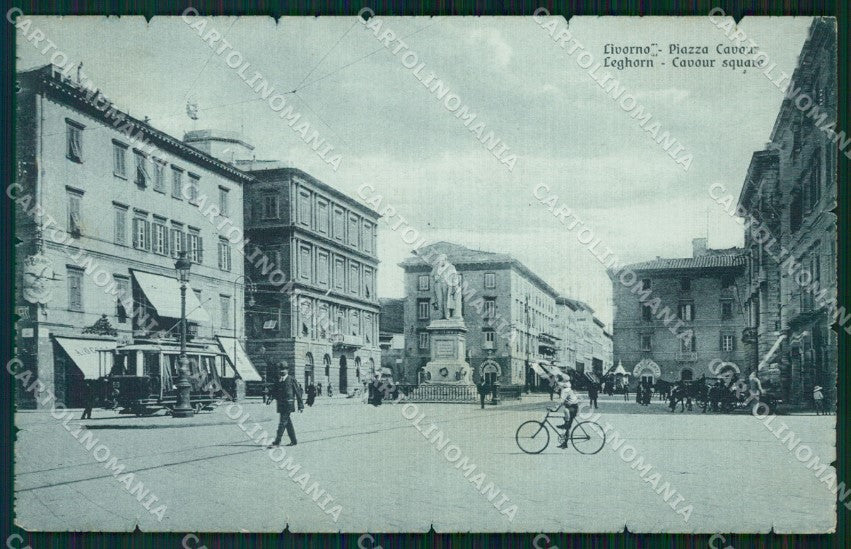 Livorno Città Piazza Cavour Tram cartolina WX1634 – fronte