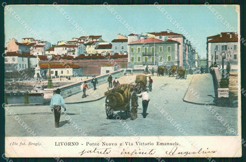 Livorno Città Ponte Nuovo PIEGHE cartolina WX1637 – fronte