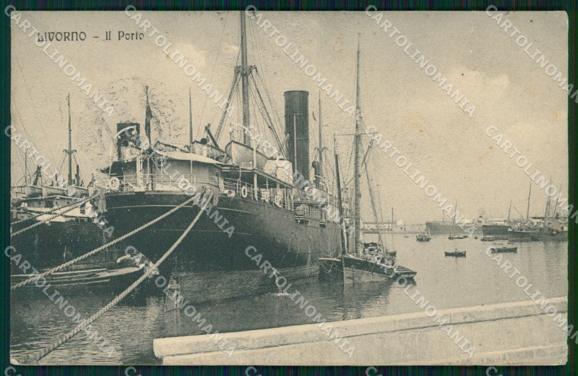 Livorno Città Porto Nave PIEGA cartolina WX1643 – fronte