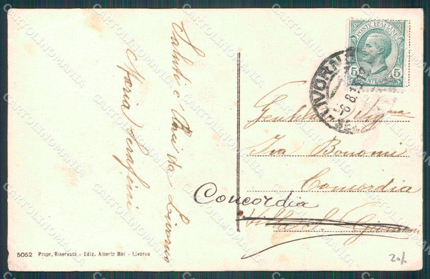 Livorno Città Porto Nave PIEGA cartolina WX1643 – retro