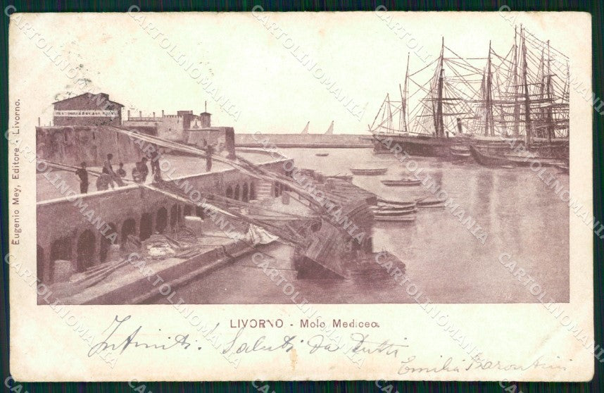 Livorno Città Molo Mediceo Navi cartolina WX1646 – fronte