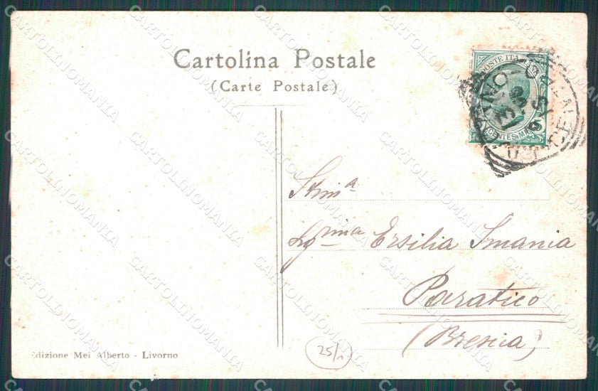 Livorno Città Vittorio Emanuele Militari Bersaglieri PIEGA cartolina WX1651 – retro