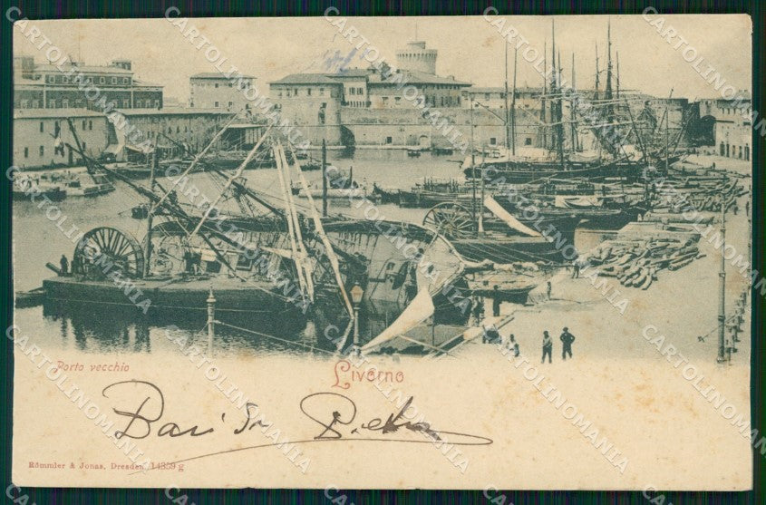 Livorno Città Porto Vecchio Navi cartolina WX1659 – fronte