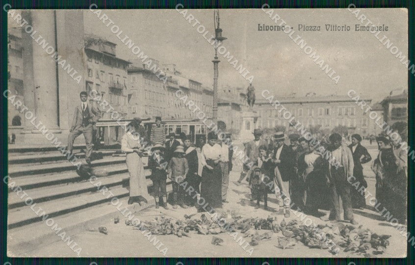 Livorno Città Piazza Vittorio Emanuele Piccioni PIEGA cartolina WX1662 – fronte