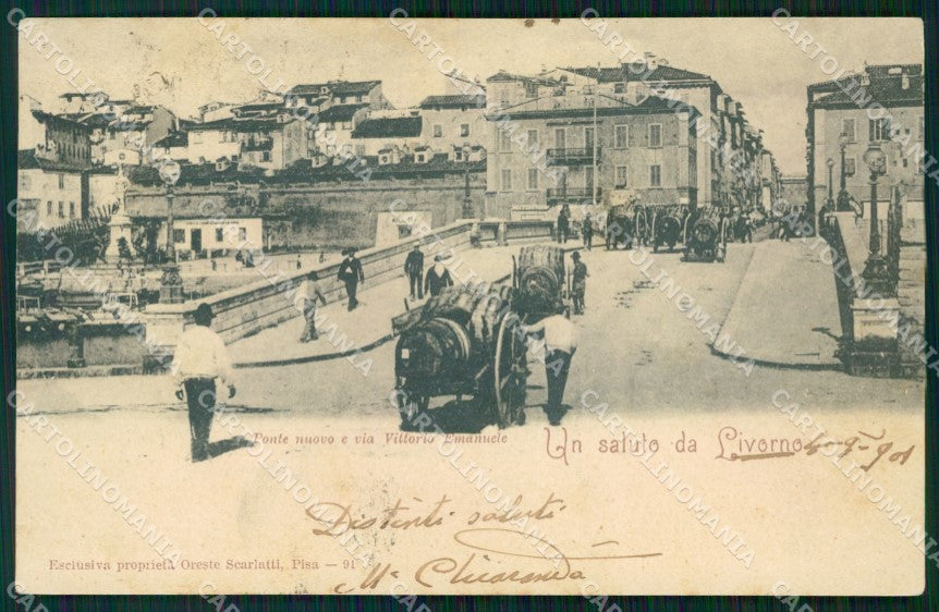 Livorno Città Ponte Nuovo Carretti cartolina WX1666 – fronte
