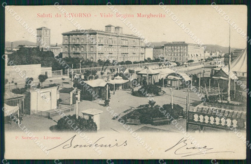 Livorno Città Viale Regina Margherita PIEGHINA cartolina WX1670 – fronte