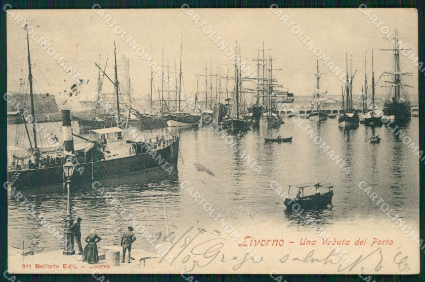 Livorno Città Porto Navi cartolina WX1673 – fronte