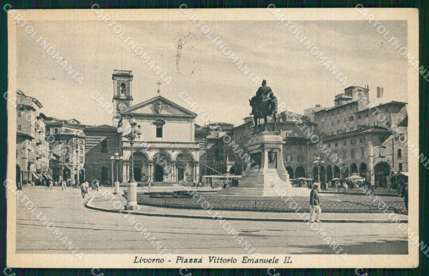 Livorno Città Piazza Vittorio Emanuele PIEGHINE cartolina WX1683 – fronte