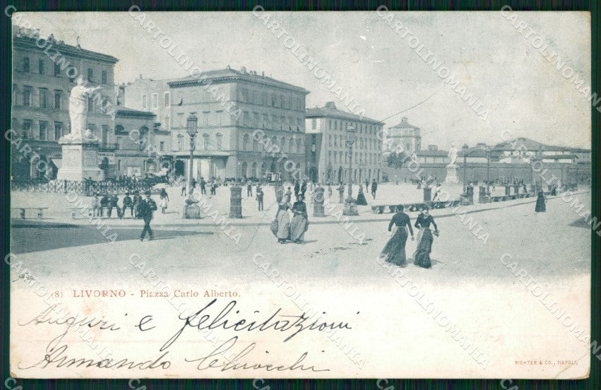 Livorno Città Piazza Vittorio Emanuele PIEGHINA cartolina WX1689 – fronte