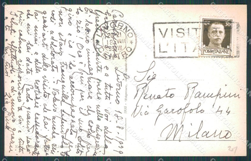 Livorno Città Piazza Cavour PIEGHINA cartolina WX1692 – retro