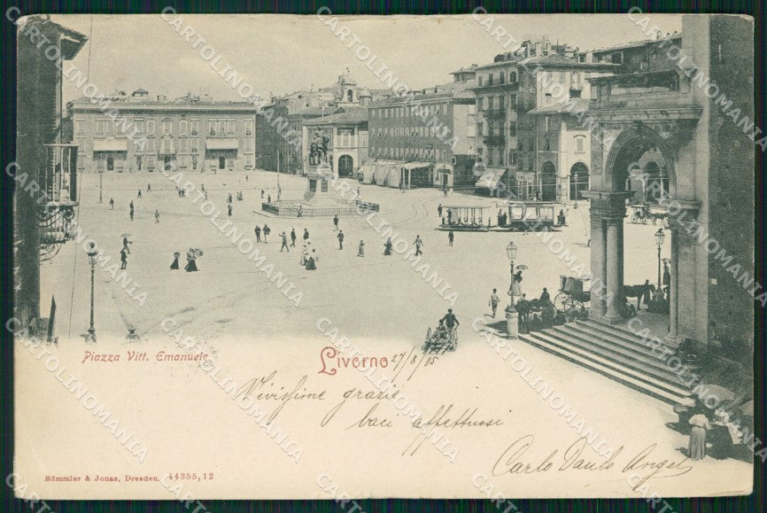 Livorno Città Piazza Vittorio Emanuele Tram cartolina WX1698 – fronte
