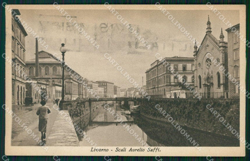 Livorno Città Scali Aurelio Saffi cartolina WX1700 – fronte