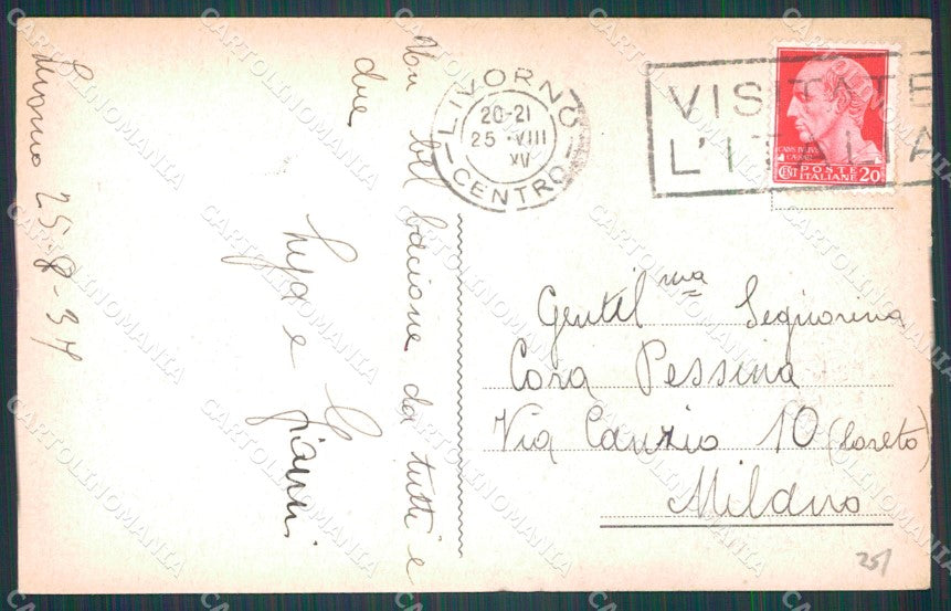 Livorno Città Scali Aurelio Saffi cartolina WX1700 – retro