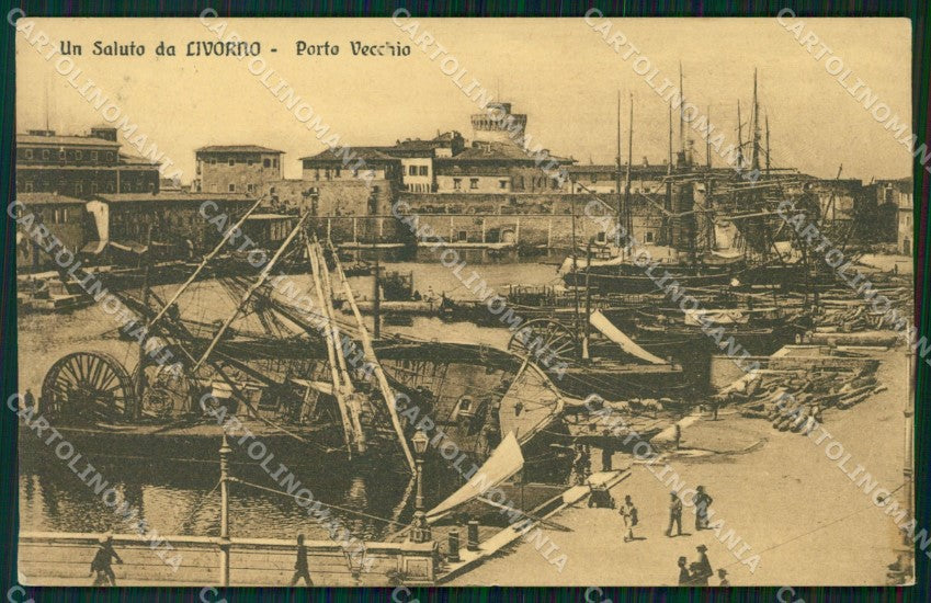 Livorno Città Porto Vecchio Navi cartolina WX1721 – fronte