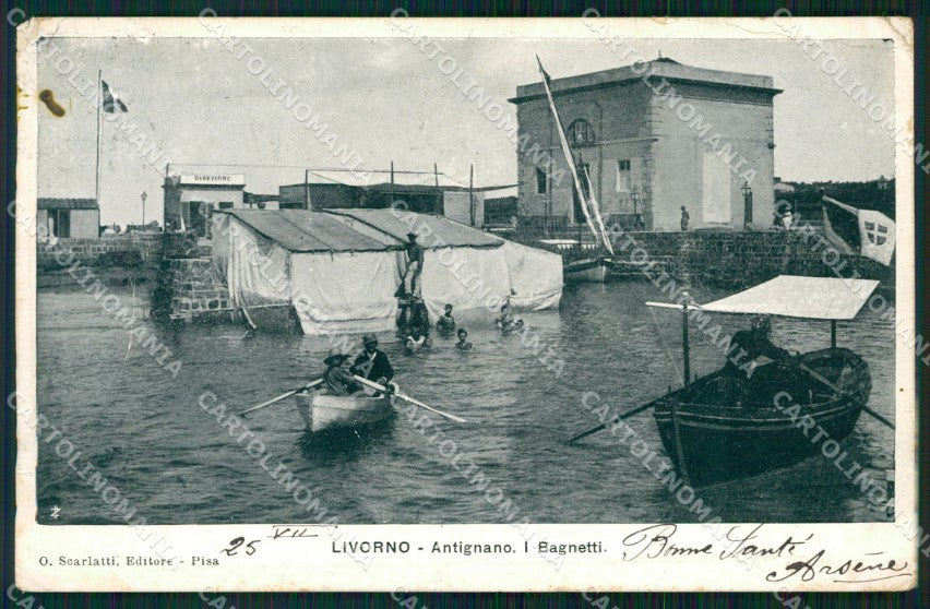 Livorno Antignano Barche PIEGHE cartolina WX1727 – fronte