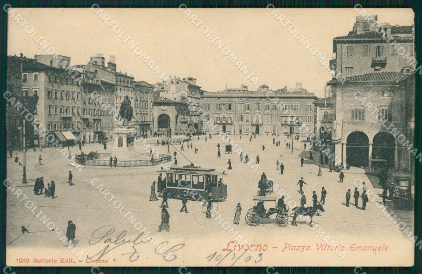 Livorno Città Piazza Vittorio Emanuele Tram cartolina WX1747 – fronte
