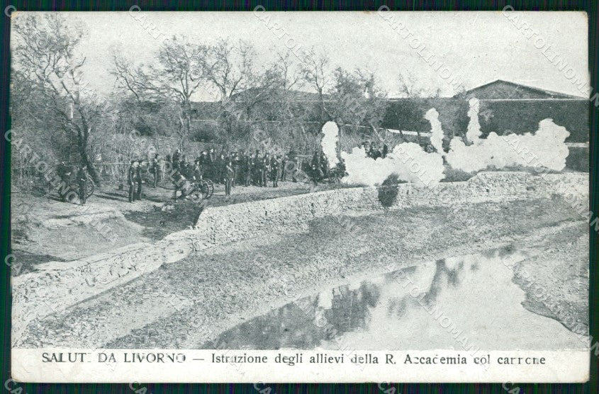 Livorno Città Accademia Navale Militari ABRASA PIEGHINA cartolina WX1756 – fronte