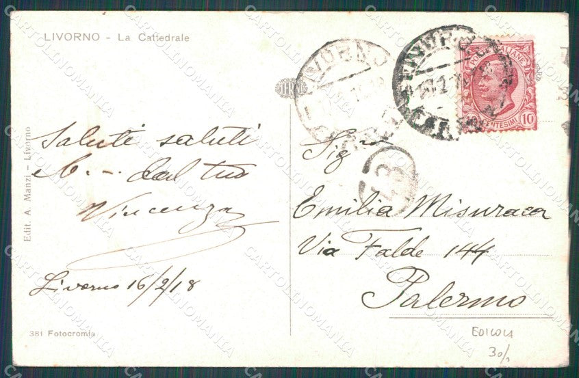Livorno Città Cattedrale Edicola PIEGA cartolina WX1759 – retro