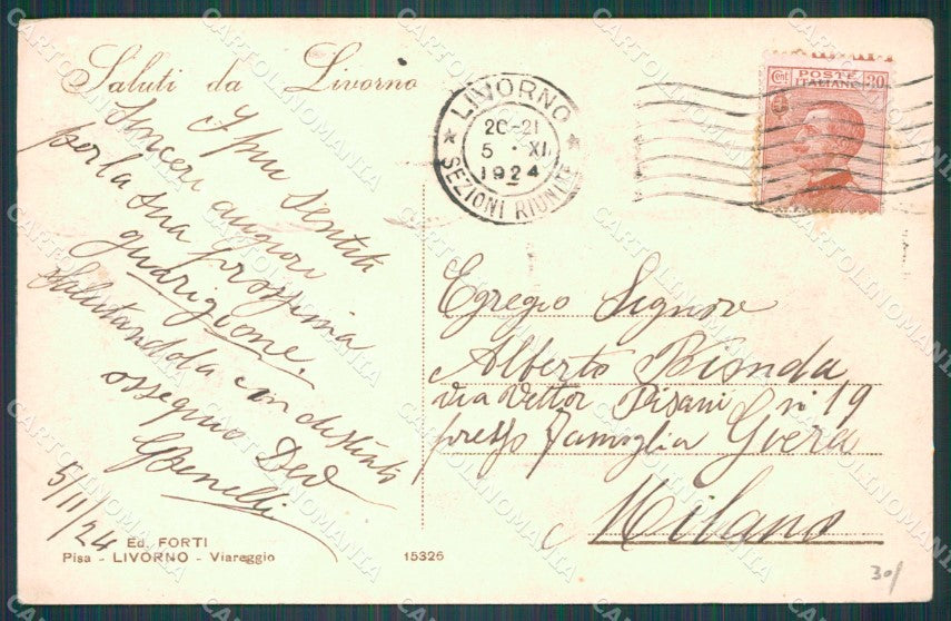 Livorno Città Piazza Carlo Alberto cartolina WX1763 – retro
