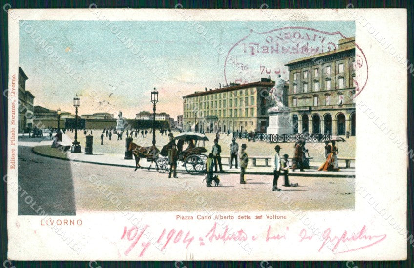 Livorno Città Piazza Carlo Alberto Carrozza cartolina WX1766 – fronte