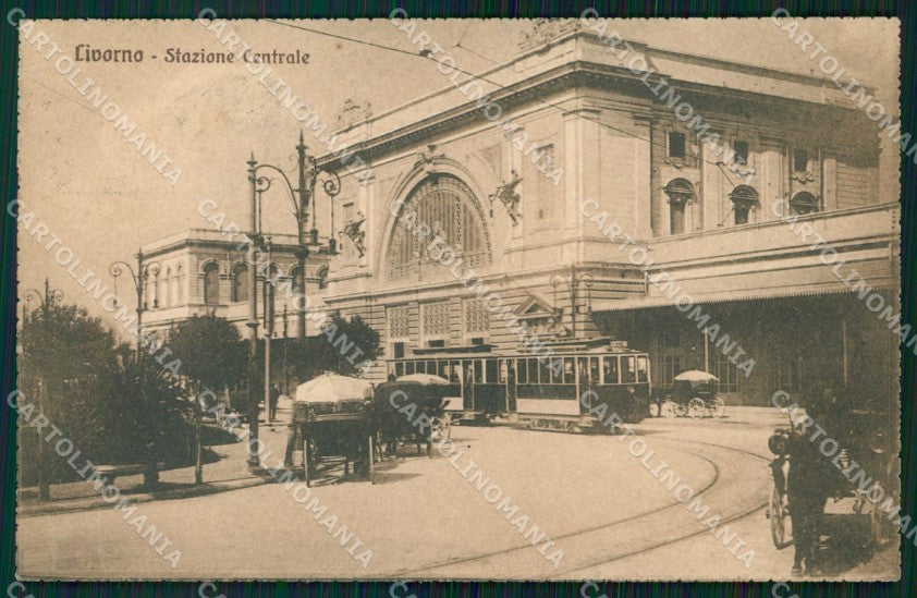 Livorno Città Stazione Tram Carrozze cartolina WX1773 – fronte