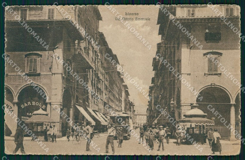 Livorno Città Via Vittorio Emanuele Tram Edicola FORI cartolina WX1784 – fronte