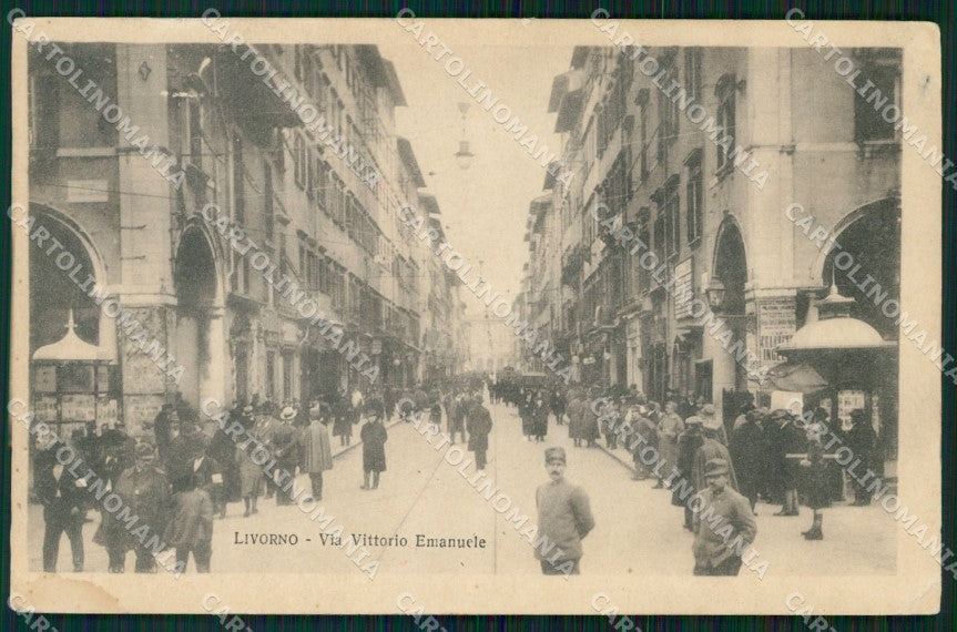 Livorno Città Via Vittorio Emanuele ABRASA cartolina WX1785 – fronte