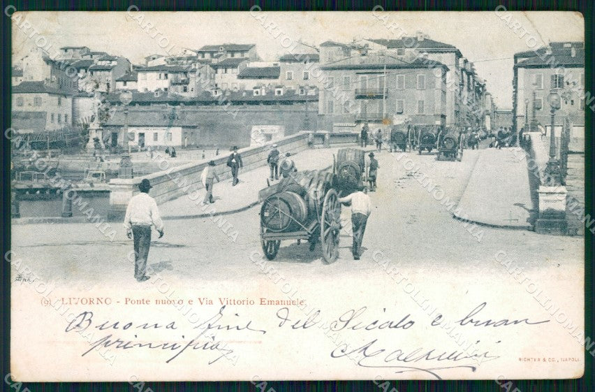 Livorno Città Ponte Nuovo Carretti PIEGA cartolina WX1791 – fronte