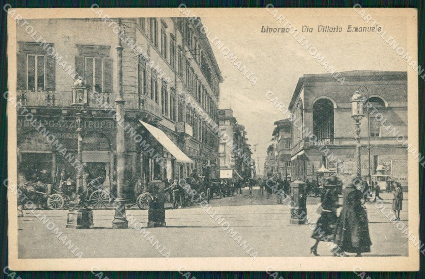 Livorno Città Via Vittorio Emanuele Carrozze cartolina WX1792 – fronte