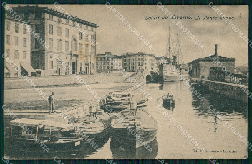 Livorno Città Ponte Nuovo Barche cartolina WX1794 – fronte