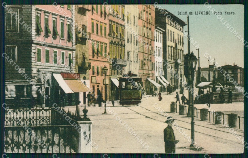 Livorno Città Ponte Nuovo Tram PIEGHINA cartolina WX1797 – fronte