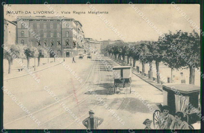 Livorno Città Viale Regina Margherita Carrozze cartolina WX1801 – fronte