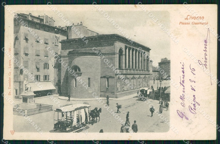 Livorno Città Piazza Guerrazzi Tram a Cavalli cartolina WX1803 – fronte