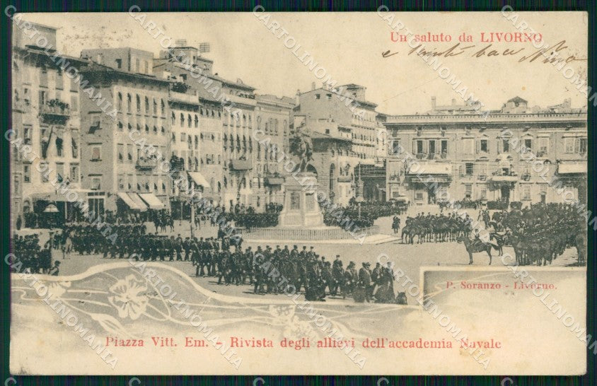 Livorno Città Piazza Vittorio Emanuele Militari PIEGA cartolina WX1805 – fronte