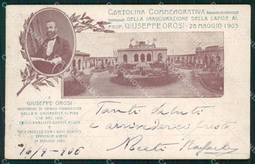 Livorno Città Acque della Salute Commemorativa Giuseppe Orosi cartolina WX1814 – fronte