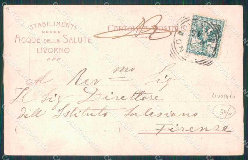 Livorno Città Acque della Salute Commemorativa Giuseppe Orosi cartolina WX1814 – retro