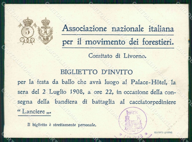 Livorno Città Biglietto d'Invito Consegna Bandiera WX1816 – fronte