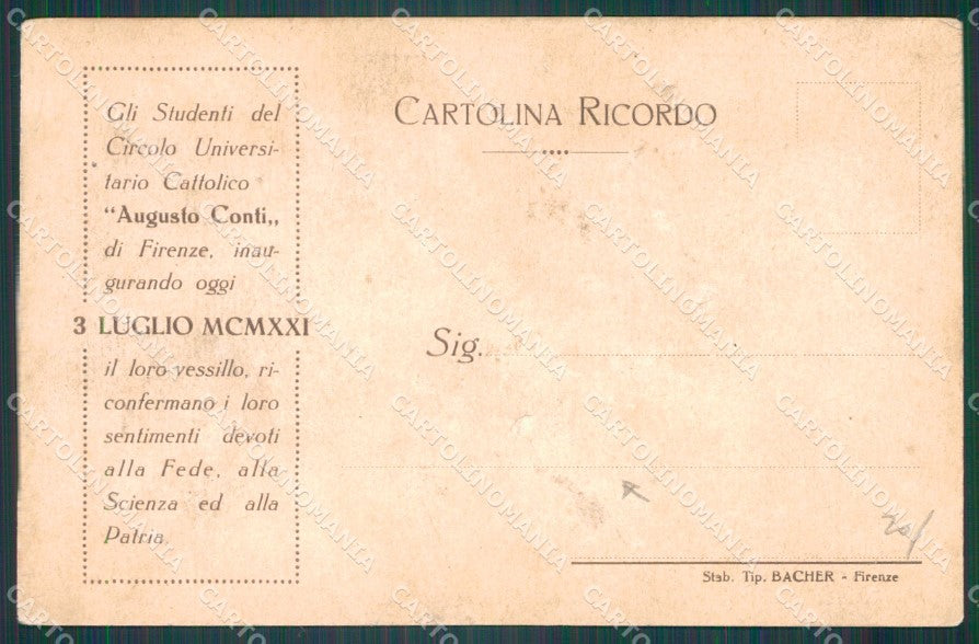 Firenze Città Circolo Universitario Cattolico PIEGA ABRASA FORO cartolina WX1827 – retro