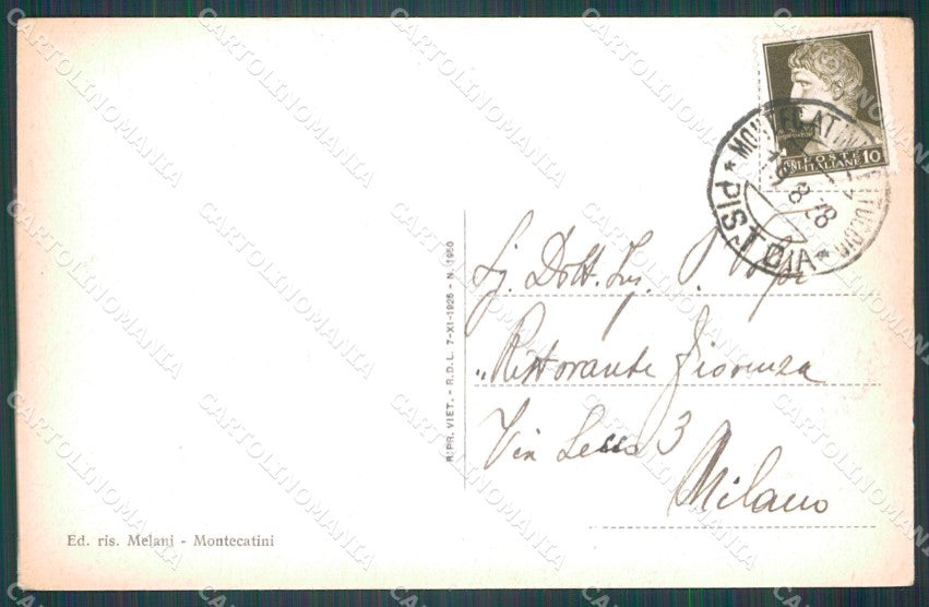 Pistoia Montecatini Stabilimento Tamerici PIEGHINA cartolina WX1854 – retro