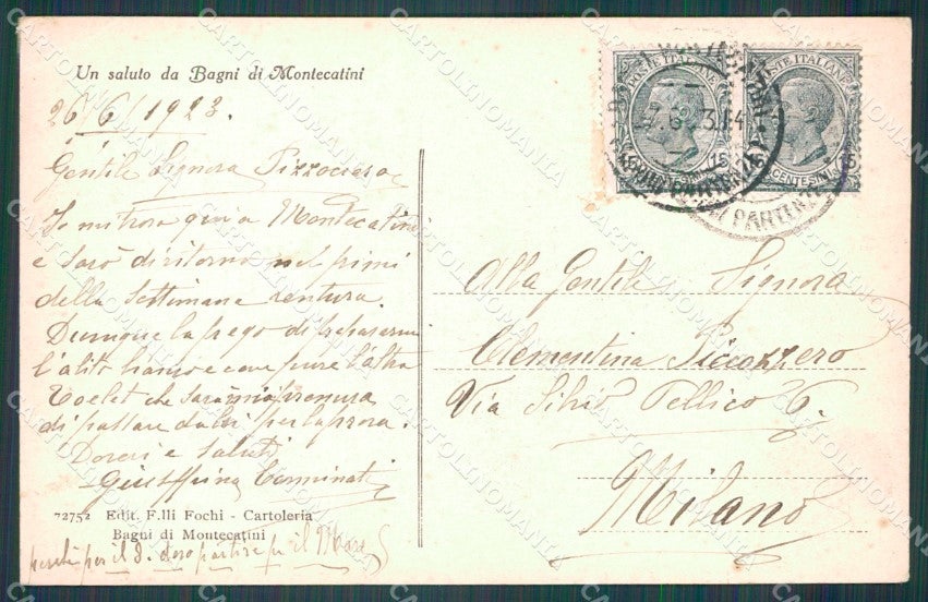 Pistoia Montecatini Stabilimento Tamerici cartolina WX1857 – retro